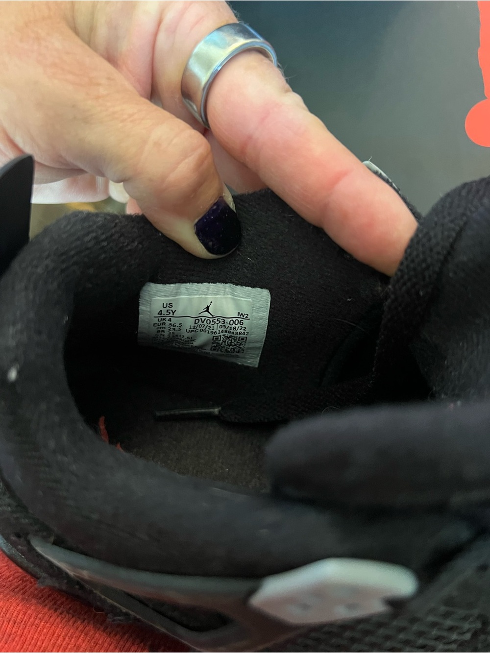Jordan Black Basketball Sneakers with Orange Accent - Picture 4 of 7